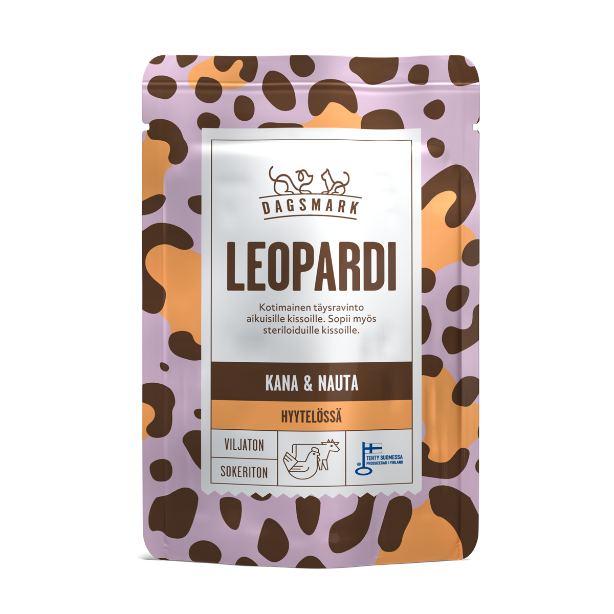 Dagsmark LEOPARDI kissan märkäruoka Kana-nauta hyytelössä annospussi