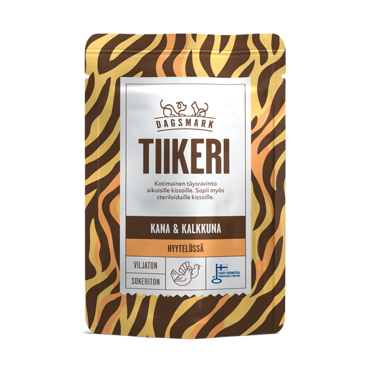 Dagsmark TIIKERI kissan märkäruoka Kana-kalkkuna hyytelössä annospussi