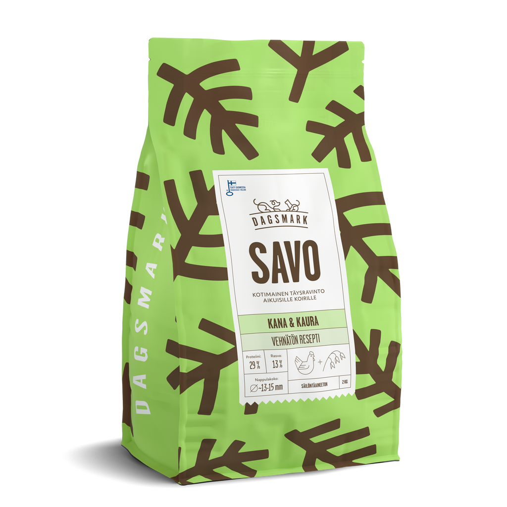 UUSI Dagsmark SAVO vehnätön kana-kaura koiran kuivaruoka 2 kg