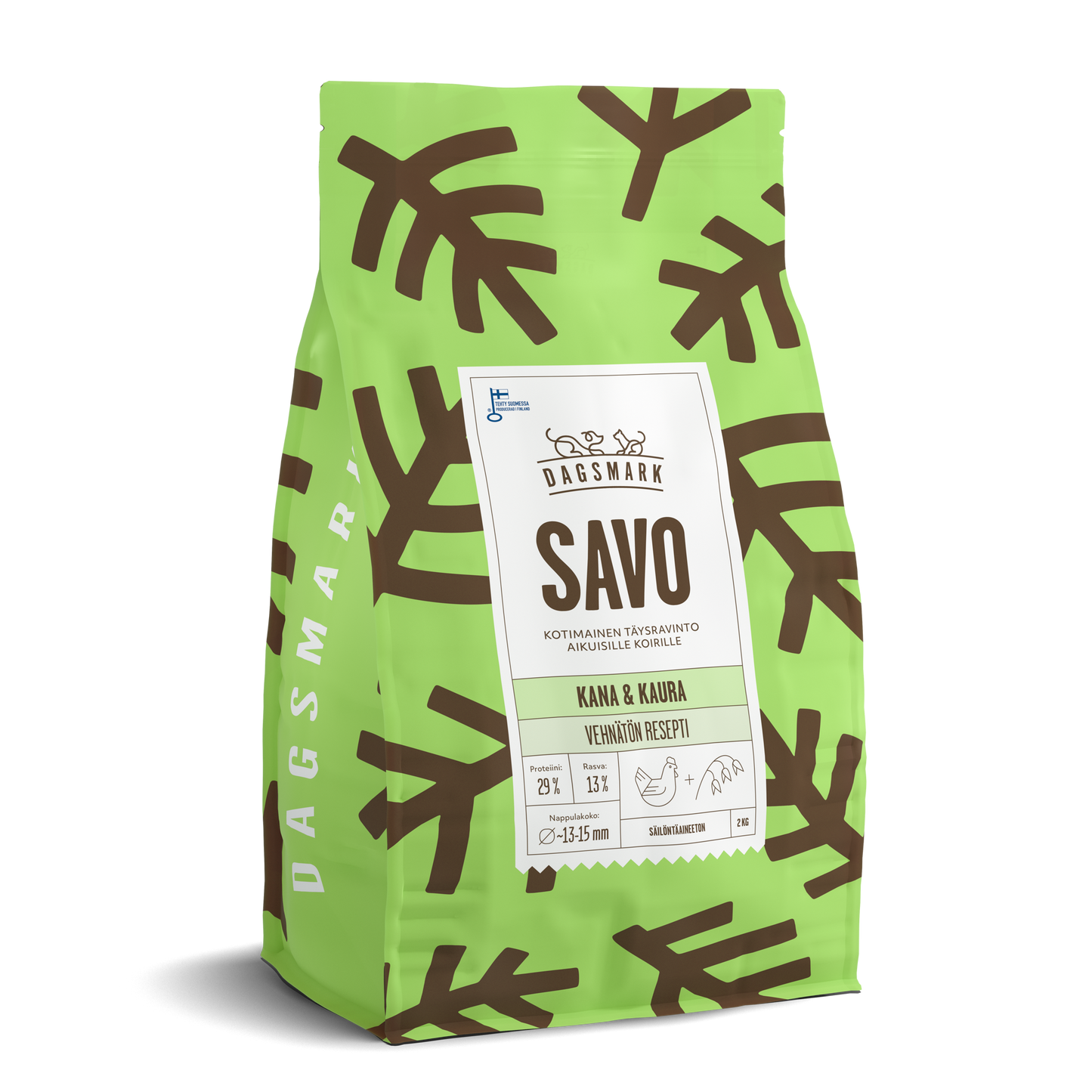 UUSI Dagsmark SAVO vehnätön kana-kaura koiran kuivaruoka 2 kg