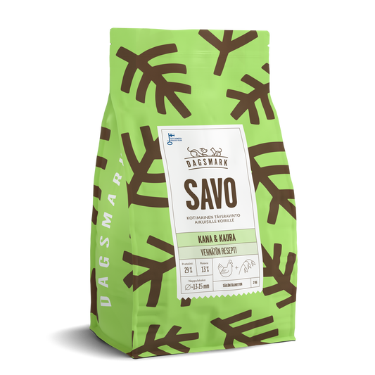 UUSI Dagsmark SAVO vehnätön kana-kaura koiran kuivaruoka 2 kg