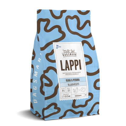 UUSI Dagsmark LAPPI viljaton kana-peruna koiran kuivaruoka 2 kg
