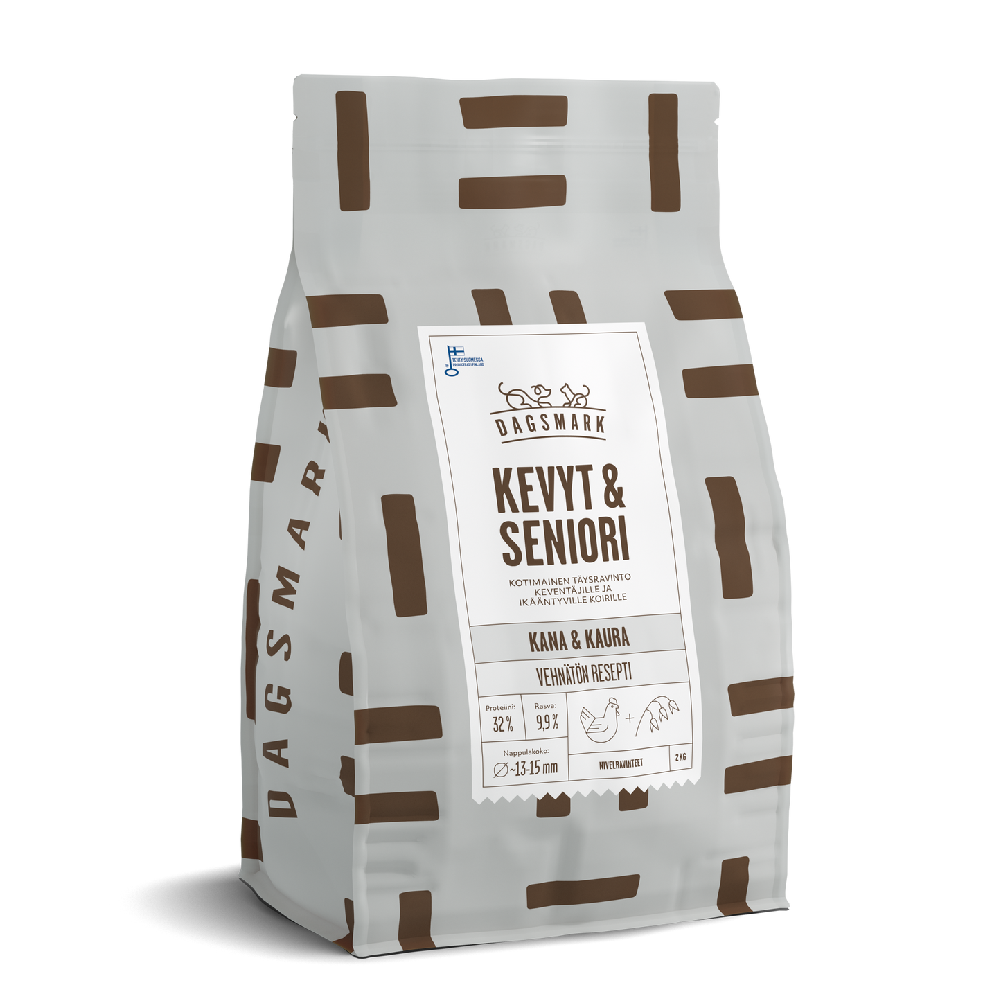 UUSI Dagsmark KEVYT & SENIORI  vehnätön kana-kaura koiran kuivaruoka 2 kg