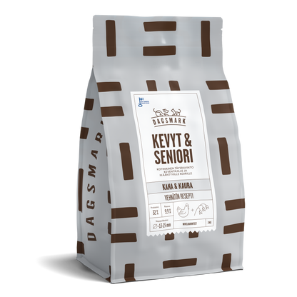 Pakkauskuva: Kevyt & Seniori koiran kuivaruoka 2 kg