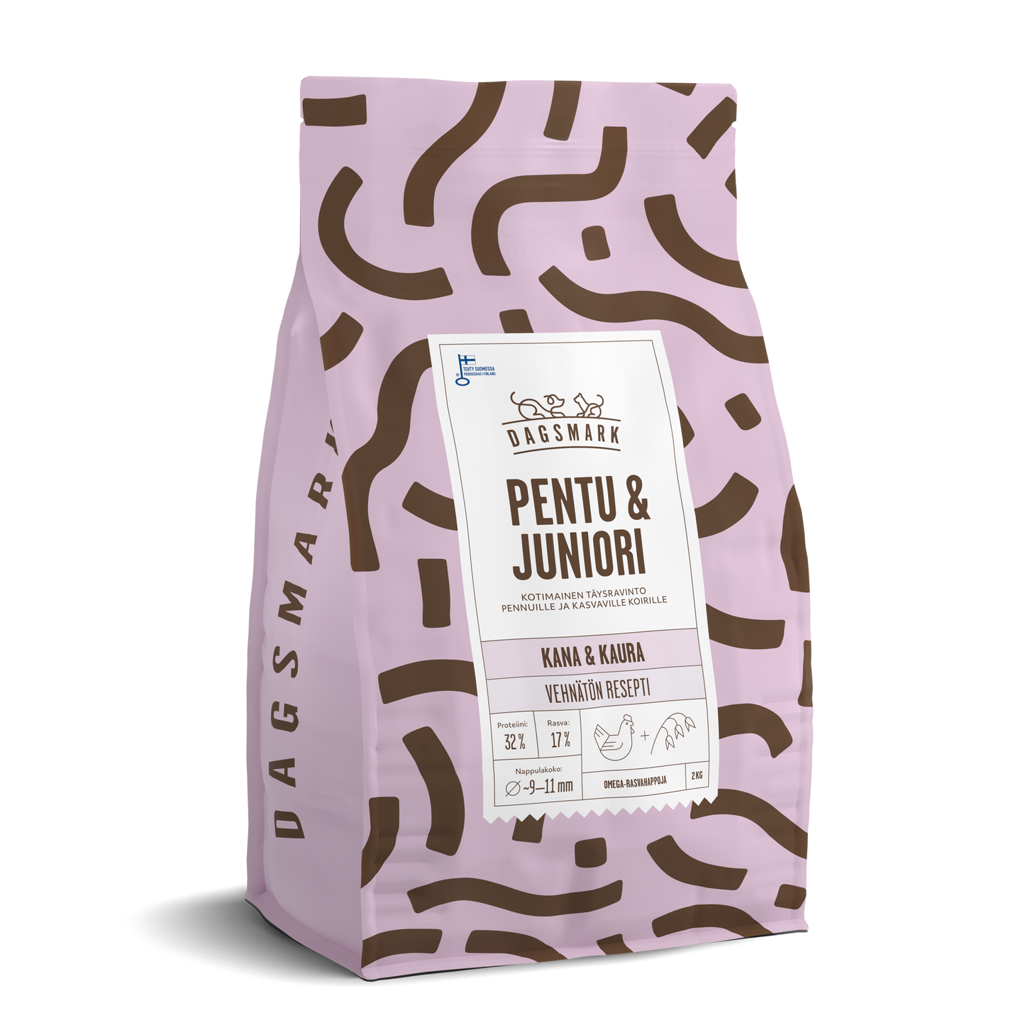 Uusi Dagsmark PENTU & JUNIORI vehnätön kana-kaura koiran kuivaruoka