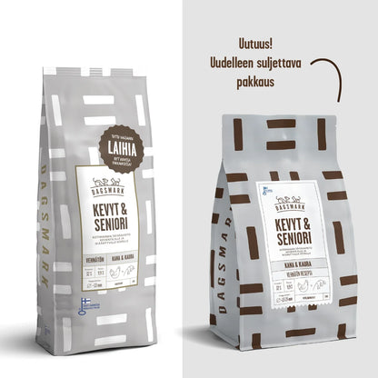 Pakkauskuva: Kevyt & Seniori koiran kuivaruoka