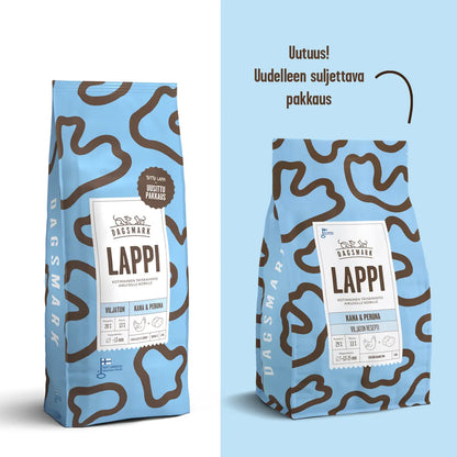 UUSI Dagsmark LAPPI viljaton kana-peruna koiran kuivaruoka 2 kg