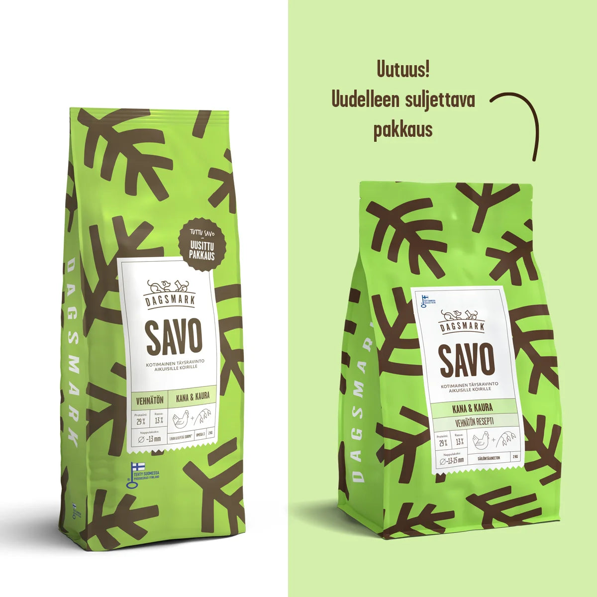 Pakkauskuva: Savo koiran kuivaruoka 2 kg, pakkausuudistus