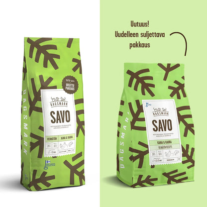 UUSI Dagsmark SAVO vehnätön kana-kaura koiran kuivaruoka 2 kg