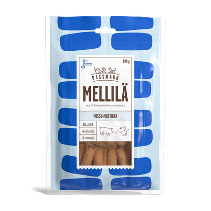Dagsmark Mellilä koiranherkut Possu-mustikka uudessa pakkauksessa