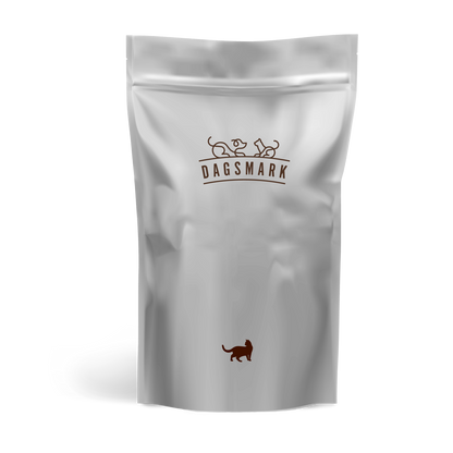 Hopeinen märkäruoan annospussi kissanruokaa