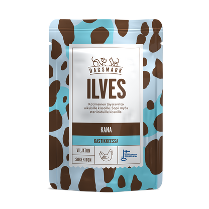 Dagsmark ILVES kissan märkäruoka Kana kastikkeessa annospussi