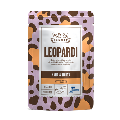 Dagsmark LEOPARDI kissan märkäruoka Kana-nauta hyytelössä annospussi