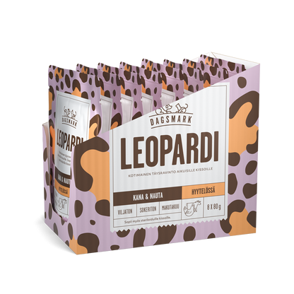 Dagsmark LEOPARDI kissan märkäruoka Kana-nauta hyytelössä monipakkaus