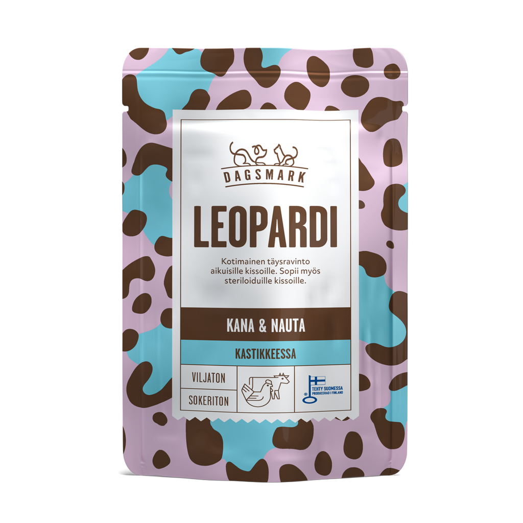 Dagsmark LEOPARDI kissan märkäruoka Kana-nauta kastikkeessa annospussi