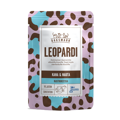 Dagsmark LEOPARDI kissan märkäruoka Kana-nauta kastikkeessa annospussi