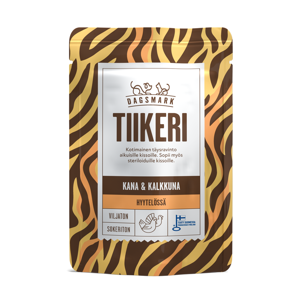Dagsmark TIIKERI kissan märkäruoka Kana-kalkkuna hyytelössä annospussi