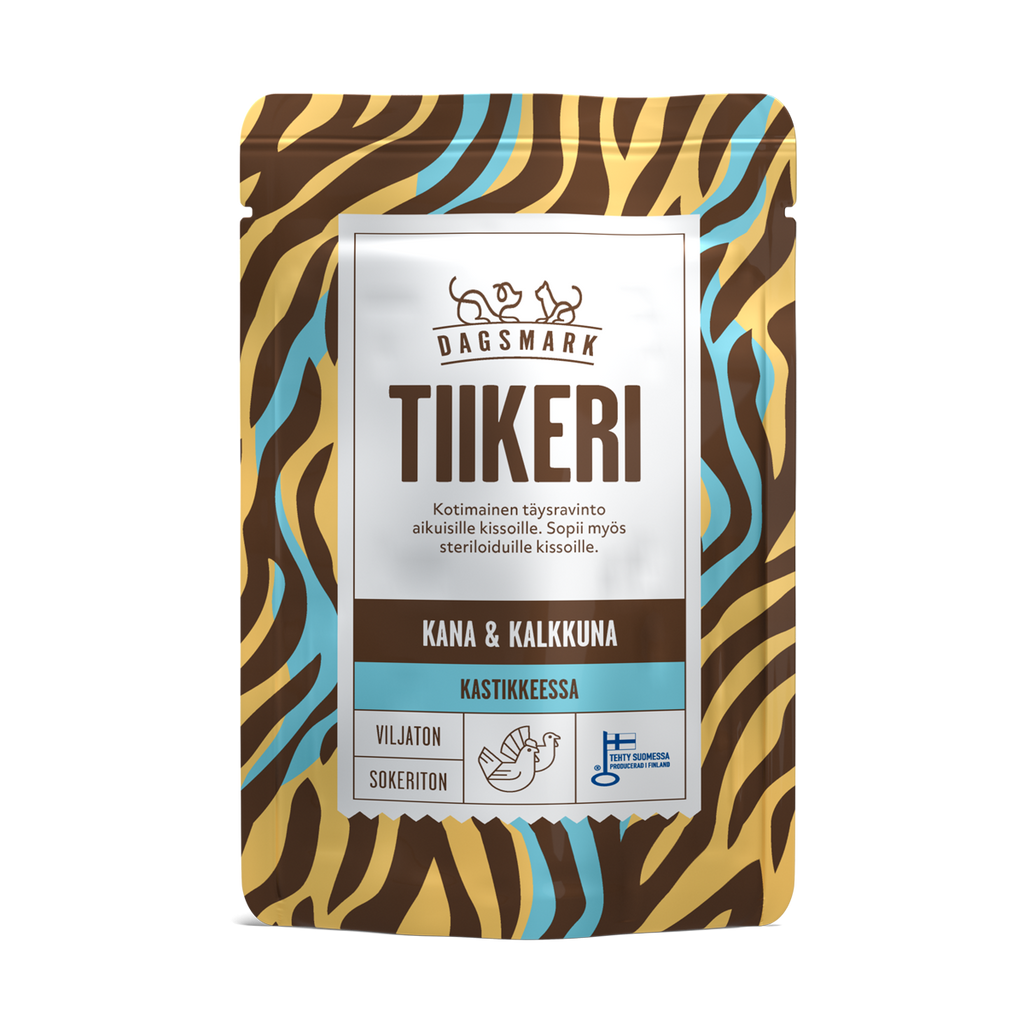 Dagsmark TIIKERI kissan märkäruoka Kana-kalkkuna kastikkeessa annospussi