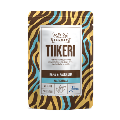 Dagsmark TIIKERI kissan märkäruoka Kana-kalkkuna kastikkeessa annospussi