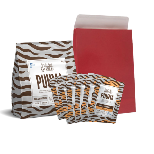 Lahjapussi kissoille: PUUMA Hyytelö + kuivaruoka