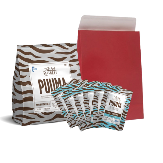 Lahjapussi kissoille: PUUMA Kastike + kuivaruoka